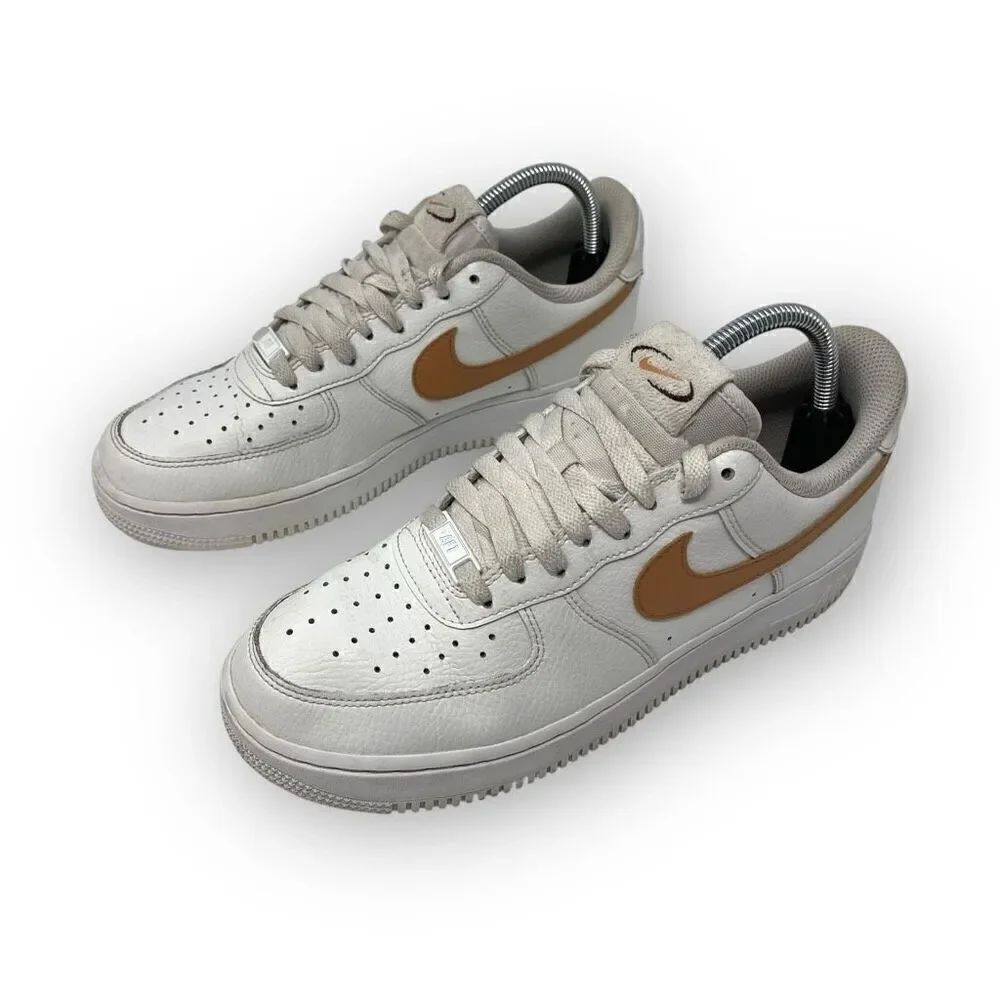 Nike Air Force 1 Low White Amber Brown Sneakers Women's Size 9 FQ2742-101 V3